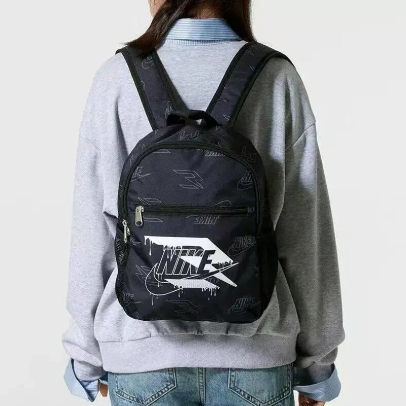 Nike11L Brand Logo Backpack Medium Size Children's Style Zipper Print Versatile Polyester Fiber Black N32533092Ps-002