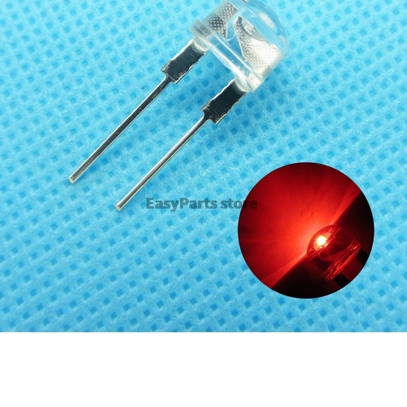 10PCS F8 8mm Red Straw Hat Light LED Emitting Diode Ultra Bright Lamp Bead Plug-in DIY Kit Practice Wide Angle 8 mm