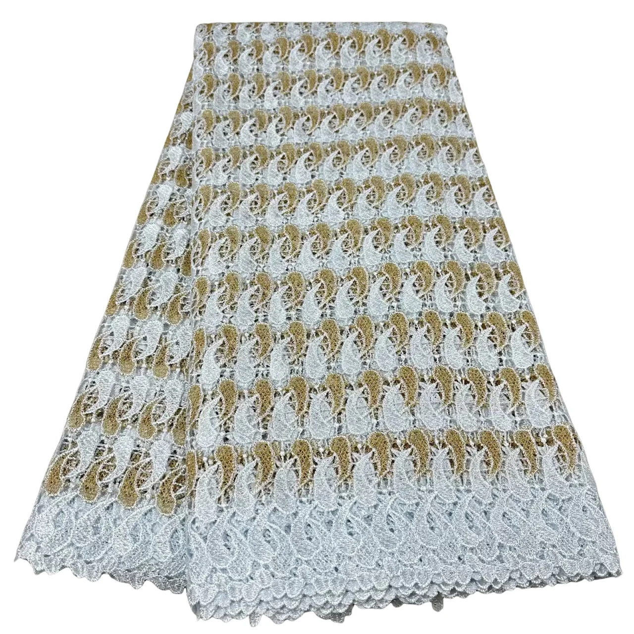 

Wholesale African Bicolor Lace Fabric 5 Yards High Quality 2025 Nigerian Cord Lace Fabric Water Soluble Guipure Lace For Sewing