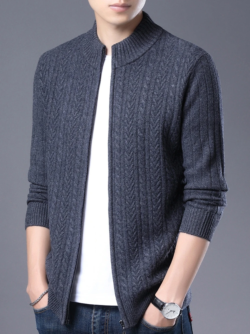 Mens Winter Cardigan zipper Sweater Male Knitted  thick Winter Korean Style Fashion Casual Knitted men Sweatercoats