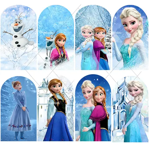Frozen Party Birthday Arch Backdrop Wall Decor Snowflake Olaf Anna Elsa Kid Girl Background Photography Photo Studio Banner Prop