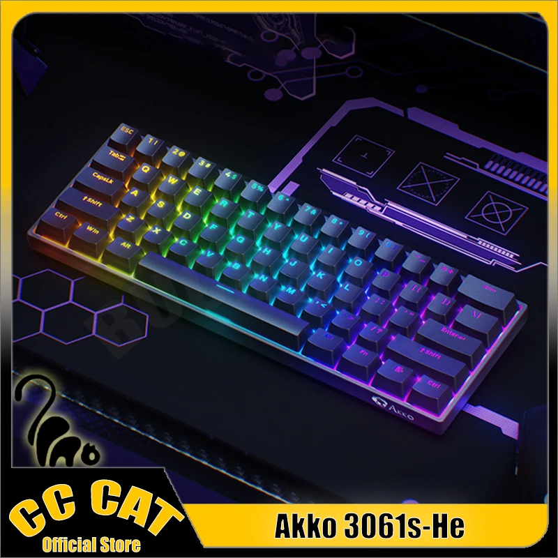 

Akko 3061s-He Wired Mechanical Keyboard Magnetic Switch 61 Keys Gamer Keyboards 8k Type-C Rgb Hot-Sawp Pbt Gaming Keyboards Pc