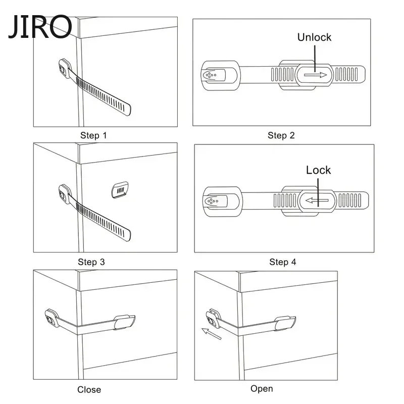6 قطع قفل حزام أمان للأطفال، مناسب للخزائن والأدراج والحمامات والثلاجات وما إلى ذلك. وسادة لاصقة. تركيب بدون حفر