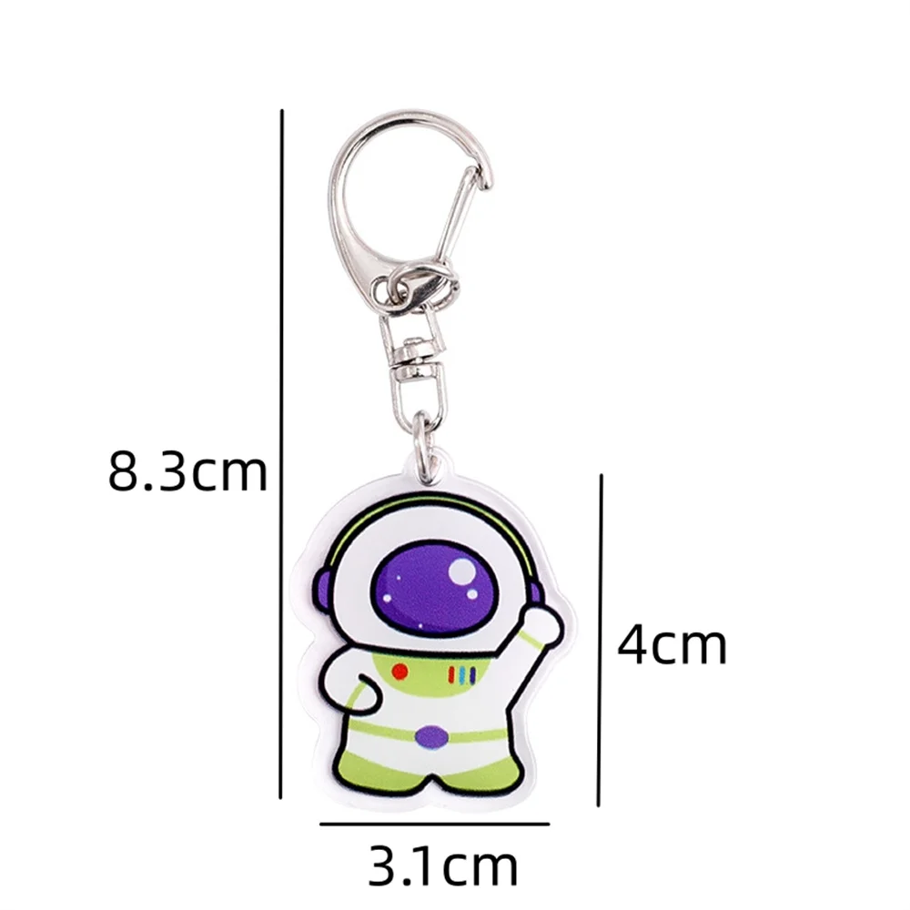 Cartoon Astronaut Acrylic Keychain Colourful Moving Liquid Quicksand Drift Bottle Keyring for Women Couple Bag Charm Key Chains