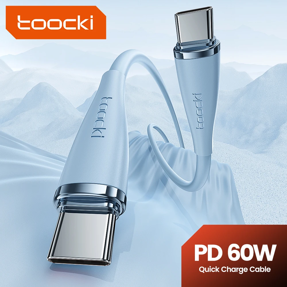 Toocki PD 60W USB C To USB C Cable 3A Fast Charge Type C C Cable For Applebook iPhone 15 Samsung S24 Huawei Xiaomi Earphone Cord