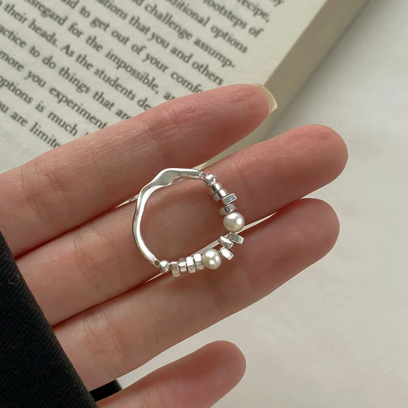 Women's 925 Sterling Silver Irregular Pearl Ring