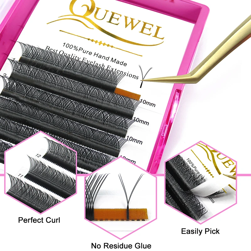 Quewel 0.07mm Y-Shape Eyelashes Extensions Double Tip Lashes Cilios YY Natural Easily Grafting Y Style Volume Faux Mink Lash