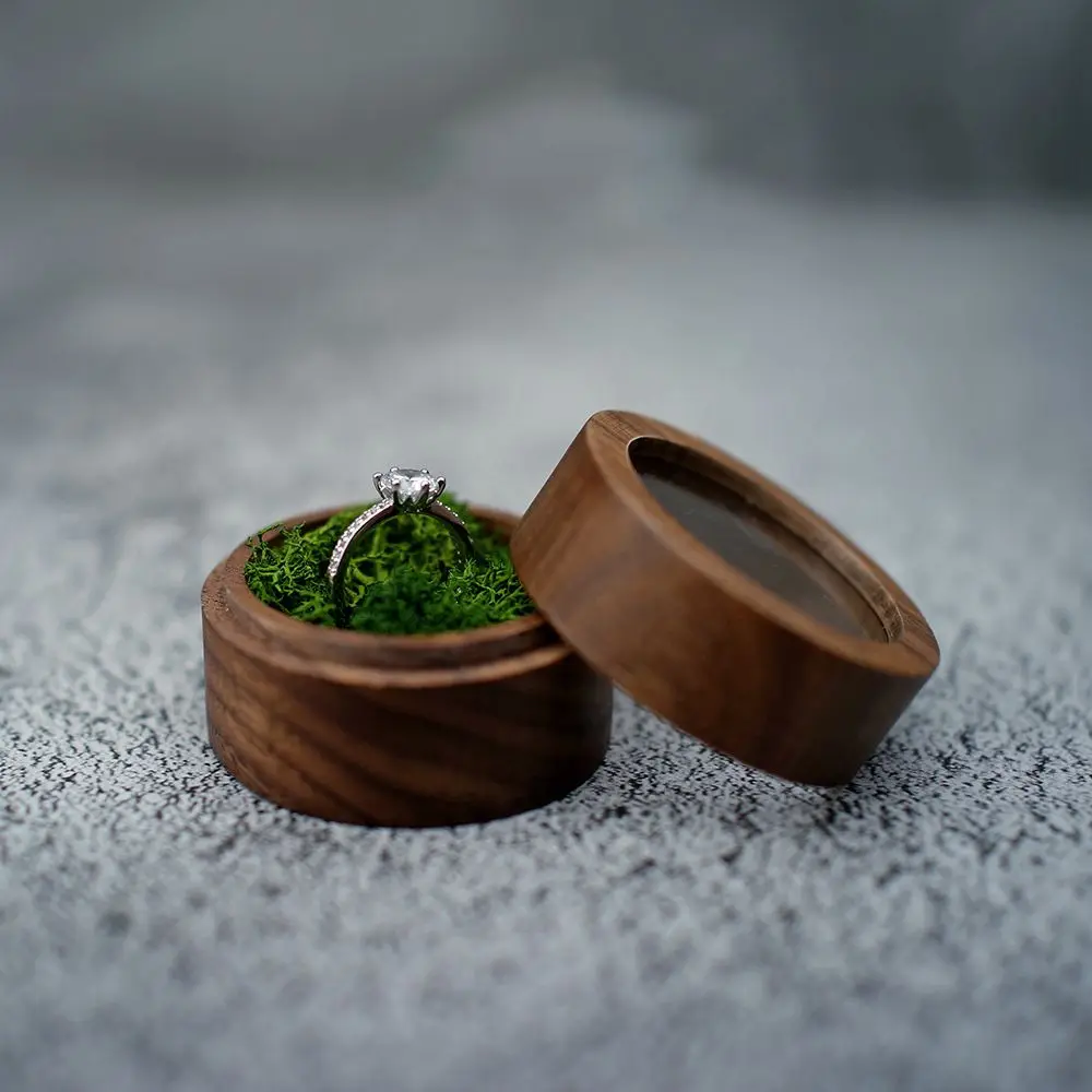 

Round Rustic Earrings Organizer Proposal Gift Case Jewelry Box Presentation Box Ring Box Storage Box Ring Bearer Box
