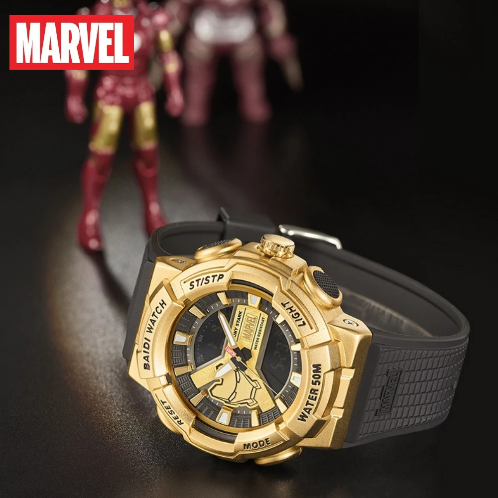 Orologio da uomo Marvel Ironman colore abbagliante Display a doppio movimento quadrante grande orologio digitale da uomo impermeabile luminoso Relogio Masculino