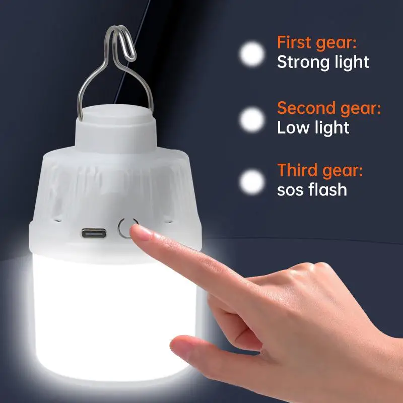 Rechargeable LED Hanging Bulb With High Brightness Beads And Long Lasting Battery For Outdoor Camping Hiking Power Outage