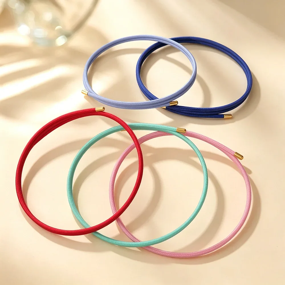 DIY Colorful Braided Elastic Cord Bracelet for Women Thin Adjustable Rope Bangle Simple Minimalist Daily Wear Jewelry