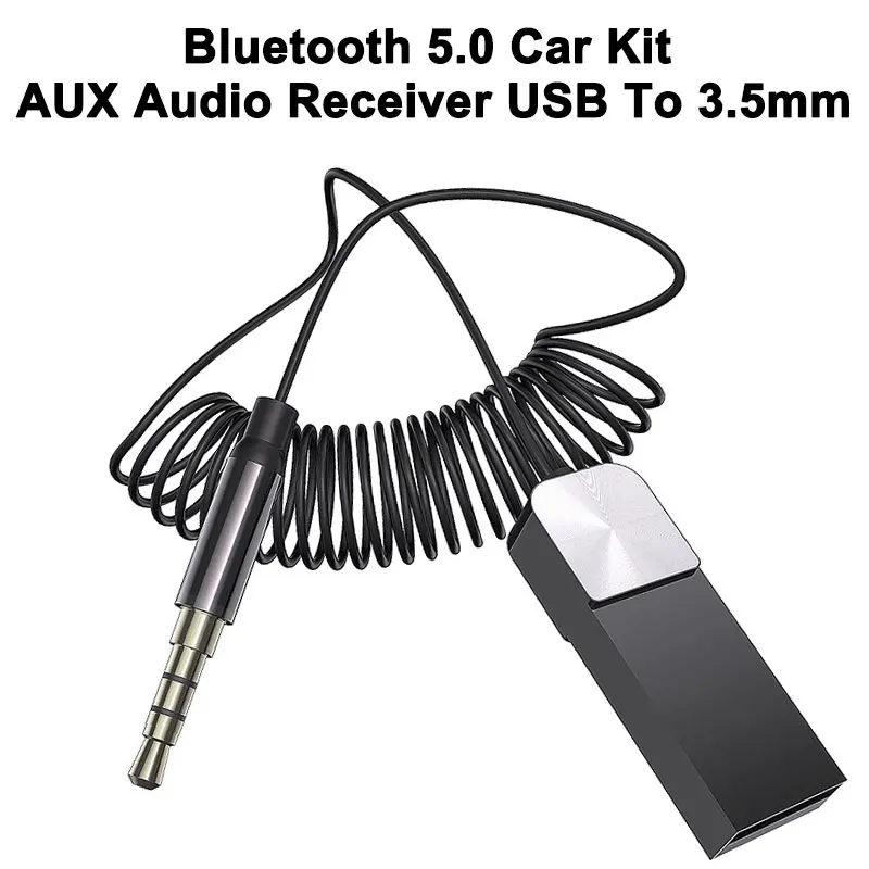 Bluetooth 5.0 Car Kit AUX Audio Receiver USB To 3.5mm Hifi Stereo Music Navigation Handsfree With Mic Wireless Adapter Transmit