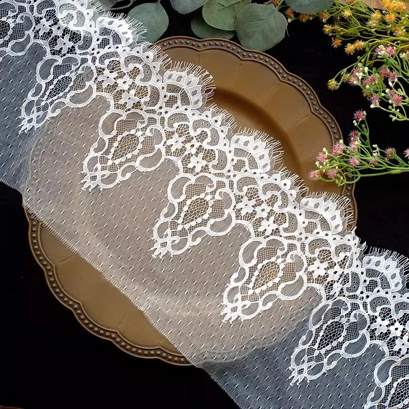 3meters/ lot Eyelash Lace Fabric 20cm DIY Decorative Soft Nylon Eyelash Lace Trim Wedding Dress Fabric