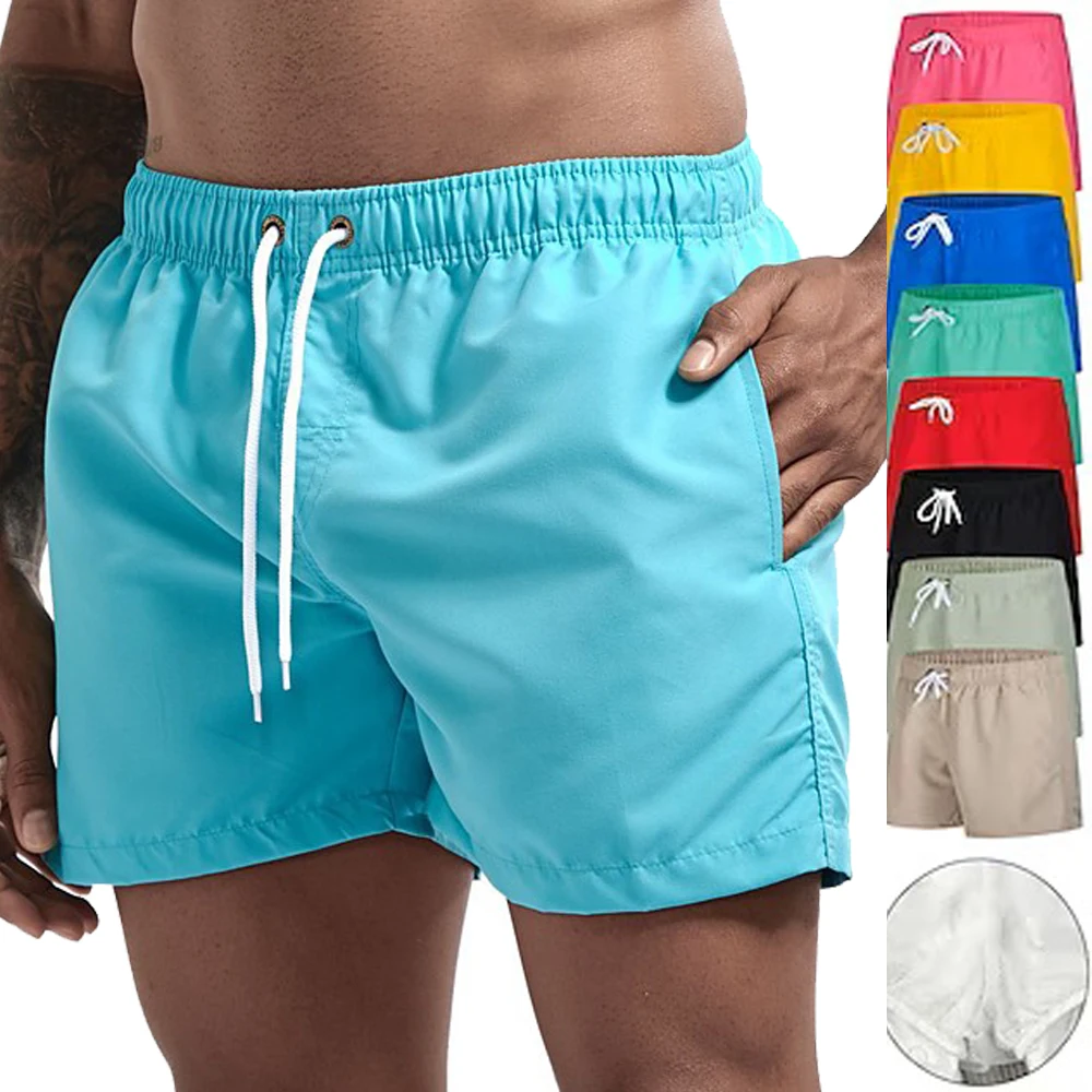 

Summer men's breathable swimming trunks with pockets, quick drying swimming shorts, surfing, beach, suitable for swimming wear