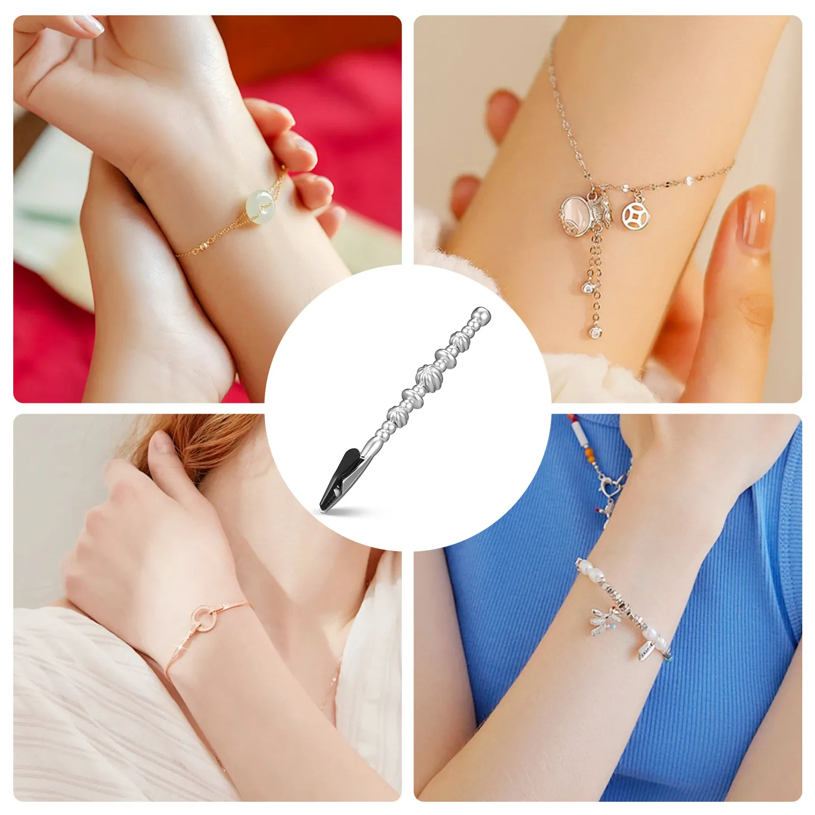 Bracelet Helper Gold Tone Jewelry Aid Tool for Tight Clasps Bracelets Watches Necklaces Easy Secure Fasten Unfasten Bracelet