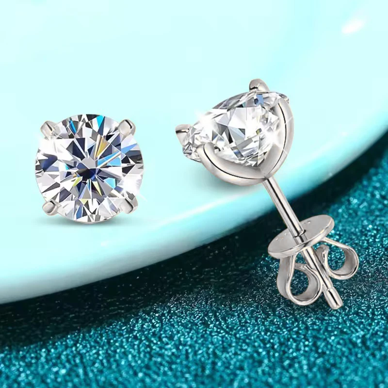 OXTAO 0,3–2 Karat Moissanit-Ohrstecker für Damen, funkelnder Labor-Imitationsdiamant-Ohrring, luxuriöser Hochzeitsschmuck, 14 Karat Gold gefüllt – Detail 1
