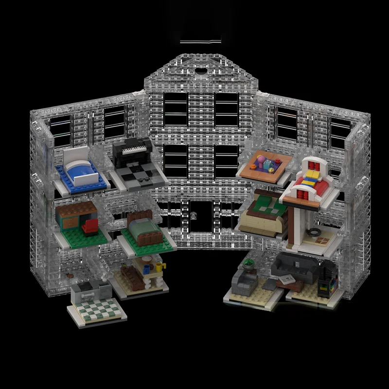 Modello di Città con Vista sulla Strada, Blocchi da Costruzione Modulari, Casa a 4 Piani, Mattoncini Tecnologici, Gioco di Costruzione Fai-da-Te, Regalo per le Festività