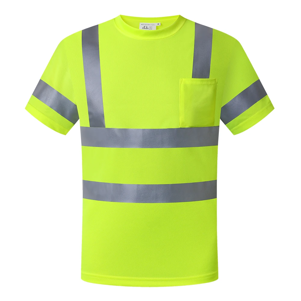 High Visibility Shirts Safety Short Sleeve Size S-7XL Hi Vis Construction Work Shirts Men Safety Clothing Workwear Shirts