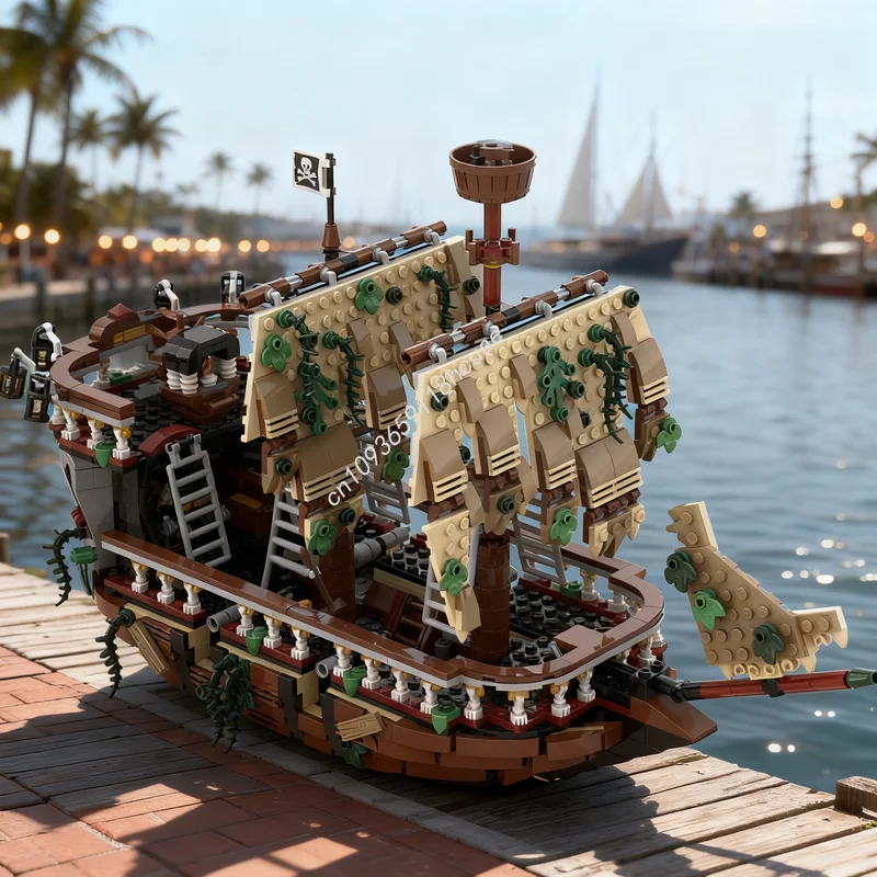 1316pcs MOC Return The Ghost Ship Pirates Model Building Blocks Construction Festival Gifts Idea Toy Education Brick Birthday