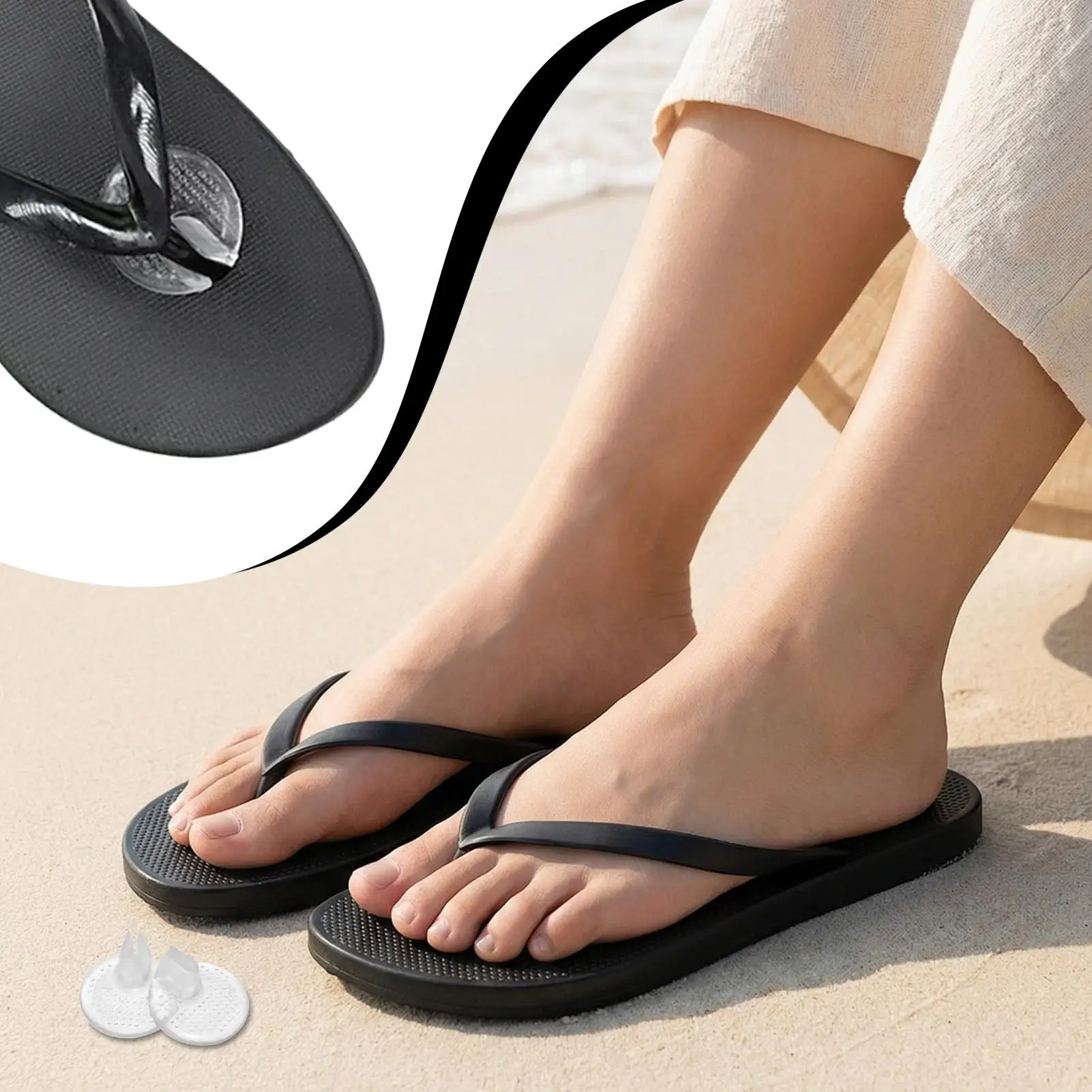 Soft Silicone Forefoot Cushion Pads Anti-Slip Transparent Toe Protectors For Flops Sandals Comfortable Shoe Inserts
