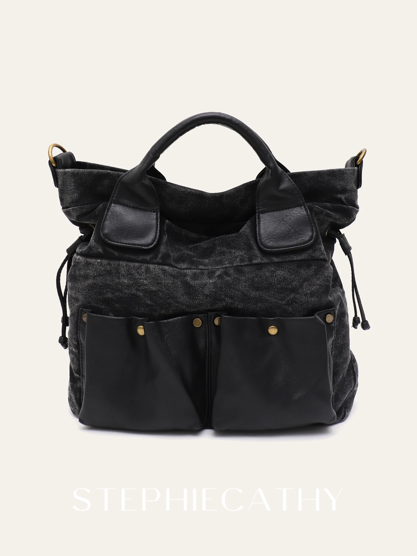 

SC женская винтажная повседневная сумка унисекс с верхней ручкой из искусственной кожи, парусиновая сумка с несколькими карманами, термоусадочная сумка через плечо, дорожная сумка