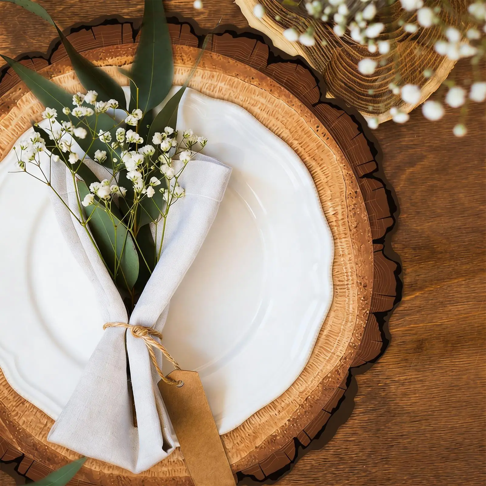 Dining Table Mats 12 Pieces Round Rustic Brown Vintage Placemat Set Party Decor Place Mats For Wedding Birthday Home Restaurant