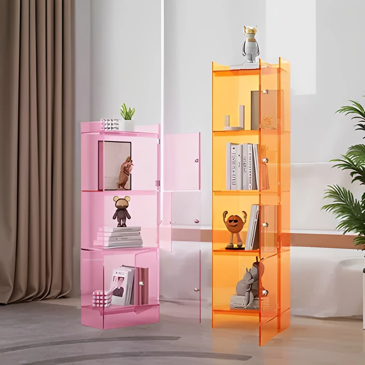 Acrylic modern display cabinet multi-layer floor-to-ceiling dustproof bookshelf figure storage rack dining side locker simple