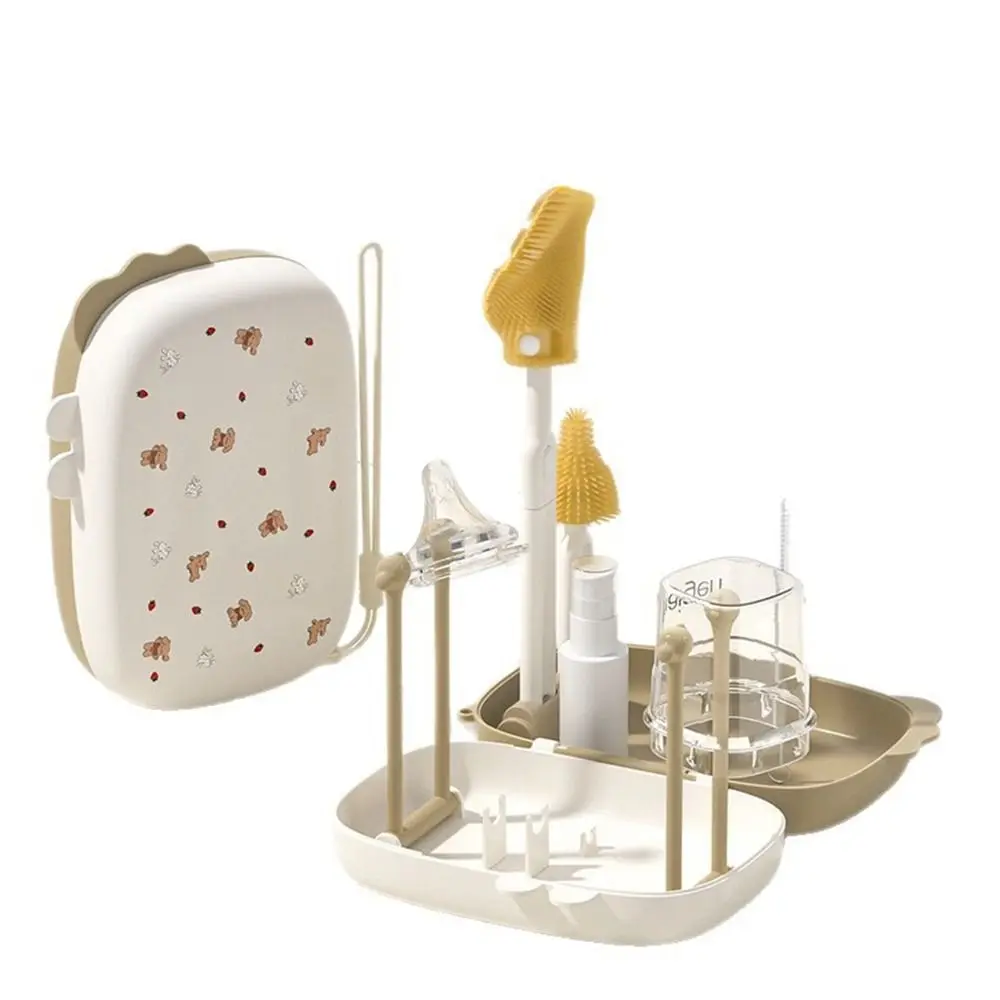 

Набор для чистки детских бутылочек 6 в 1, с коробкой для хранения, безопасная дорожная щетка для детских бутылочек, силиконовая губка, многофункциональный набор щеток для бутылочек