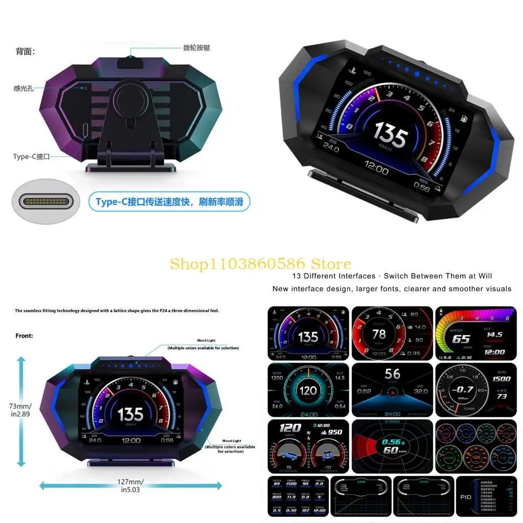 242A Automotive HUD Display With Real Time Data OBD2 System Multiple Language 3.5Inch Screen For Vehicle Diagnostics & Safety