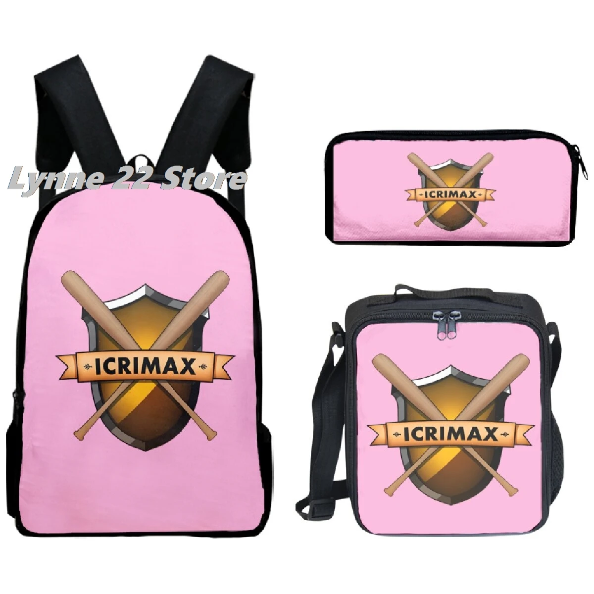 Icrimax Merch 남녀공용 학교 가방, 점심 도시락 가방, 필통, 핫 세일, 2024 신상