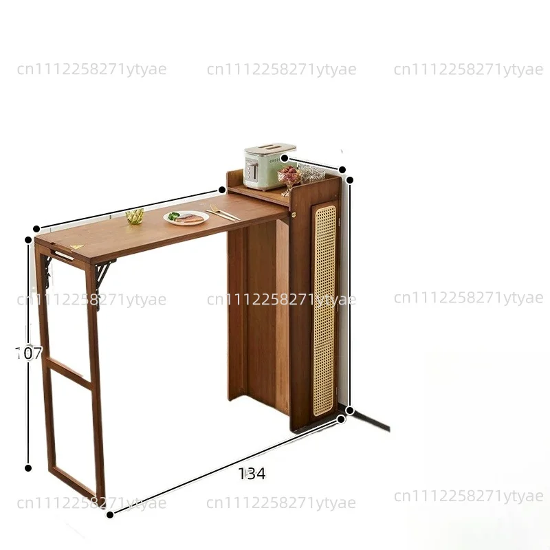 Foldable table rattan knitted dining side cabinet integrated household partition free installation high chair bar