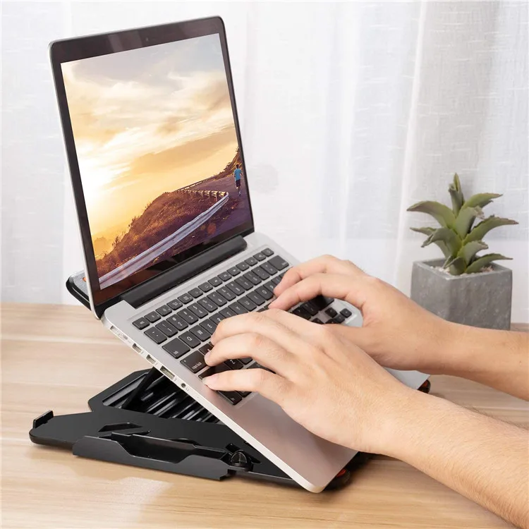Factory Wholesale 360 Rotation Portable Plastic Laptop Stand Multi Angle Cooling Notebook Bracket With Phone Holder