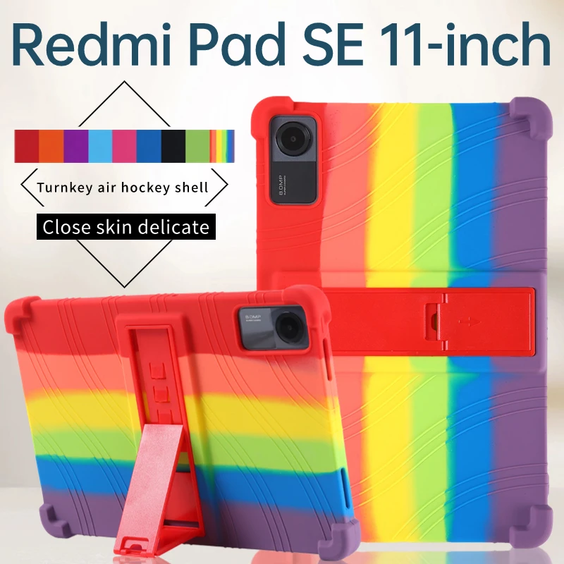 

Чехол-подставка для планшета Xiaomi Redmi Pad SE 11 "2023 23073RPBFL, цветной Мягкий Силиконовый Модный противоударный утолщенный защитный чехол