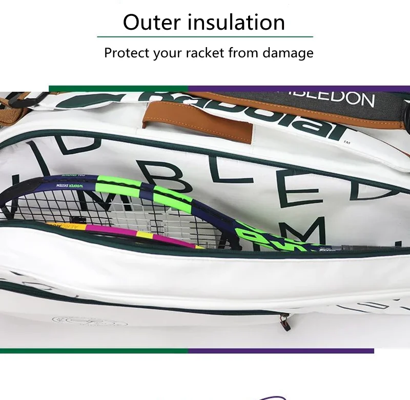 Original Babolat Tennis Bag Wimbledon RAFA Tennis Bag RH6 RH12 Tennis Racket Bag With Shoe Compartment Tennis Sports Backpack