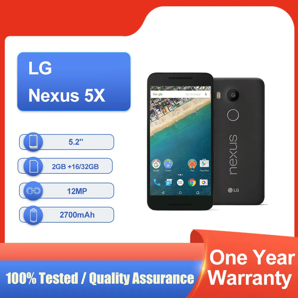 الأصلي مقفلة LG Nexus 5X H790/H791 بلوتوث 5.2 "مكبر الصوت شحن سريع الهاتف المحمول في حالة جيدة