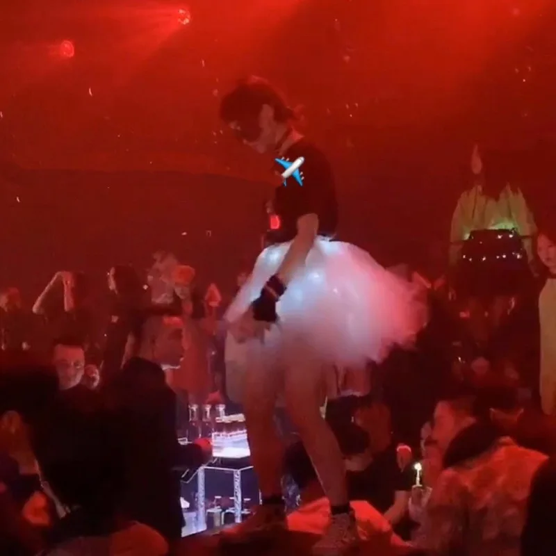 توهج الظلام توتو تنورة 35 سنتيمتر تمديد صف مزدوج أضواء الأداء زي المرحلة ارتداء الهذيان نادي الحفلات الرقص النيون متوهجة الملابس #3