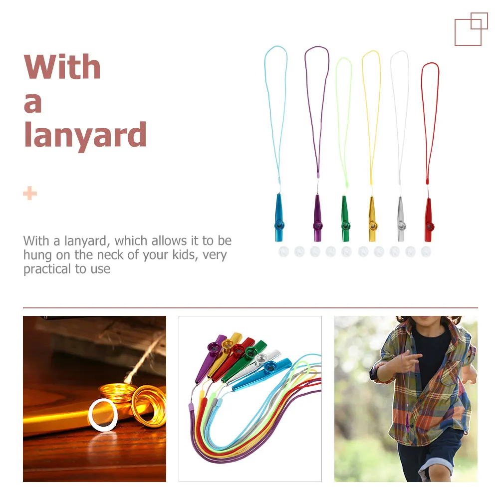 

Metal Kazoo Aluminum Alloy Bulk Kazoos with Neck Cord Percussion Instrument Portable Small for Kids Musical Instruments