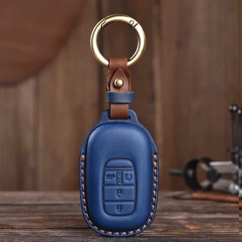 Genuine Leather Protector For Honda Key Case Civic Gen HRV CR-V ZR-V Pilot Vezel Key Case Cover Fob