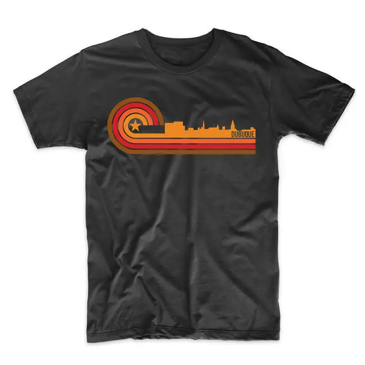 Men'S Dubuque T Shirt Retro Style Iowa Skyline Ia