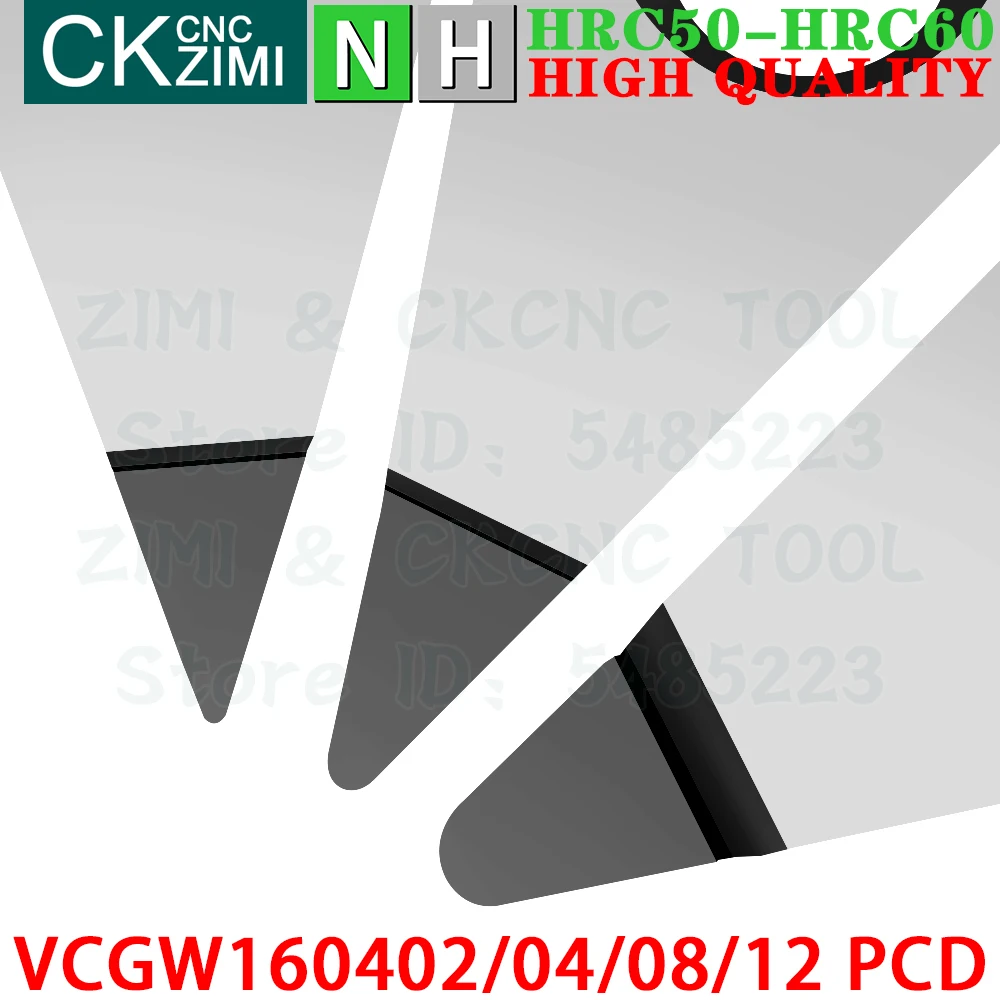 VCGW160402 PCD VCGW160404 PCD VCGW160408 PCD VCGW160412 PCD Inserciones de PCD Inserciones de torneado de diamante Herramientas CNC Herramientas de