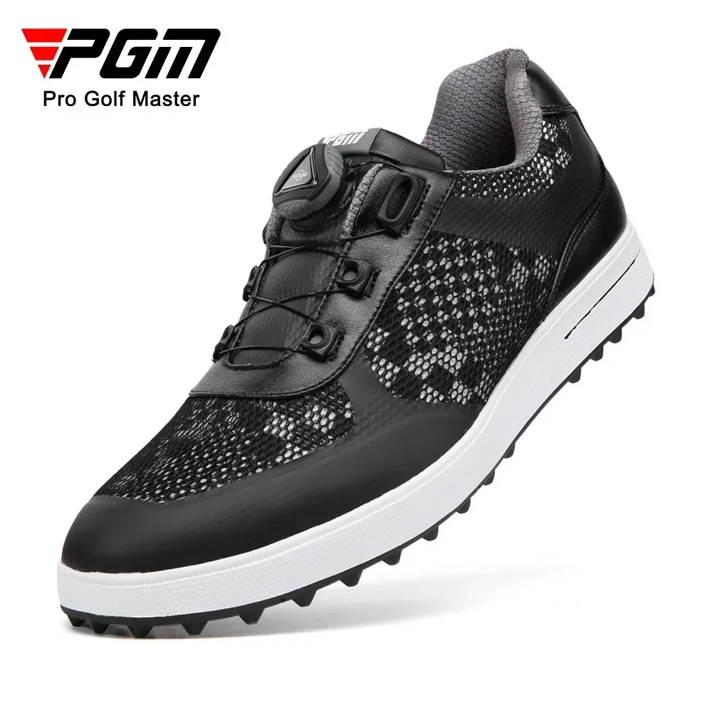New PGM Golf Shoes Men's New Breathable Mesh Upper Rotating Shoelaces Non-slip Studs