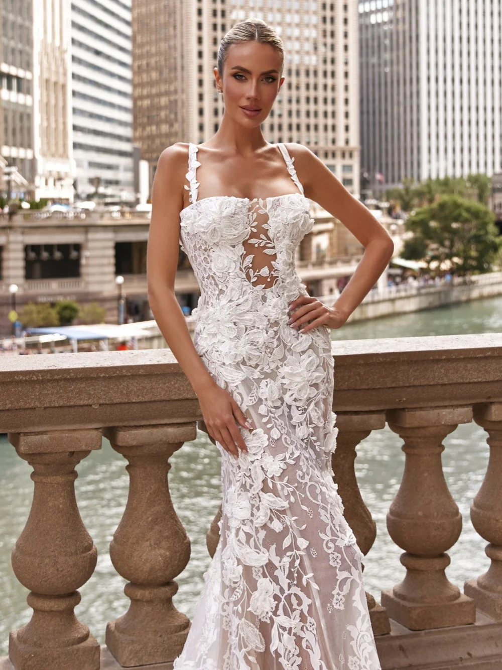 

Dreamy Pearls Mermaid Long Wedding Dress Illusion Off Shoulder Bridal Gown Customized Elegant Open Back Dresses For Bride