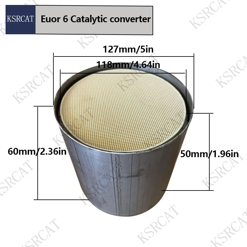 EURO 6 127*60MM Honeycomb Filter Exhaust Ceramic Catalyst With Metal Outside Canned Round Catalytic Converter 600 Cpsi