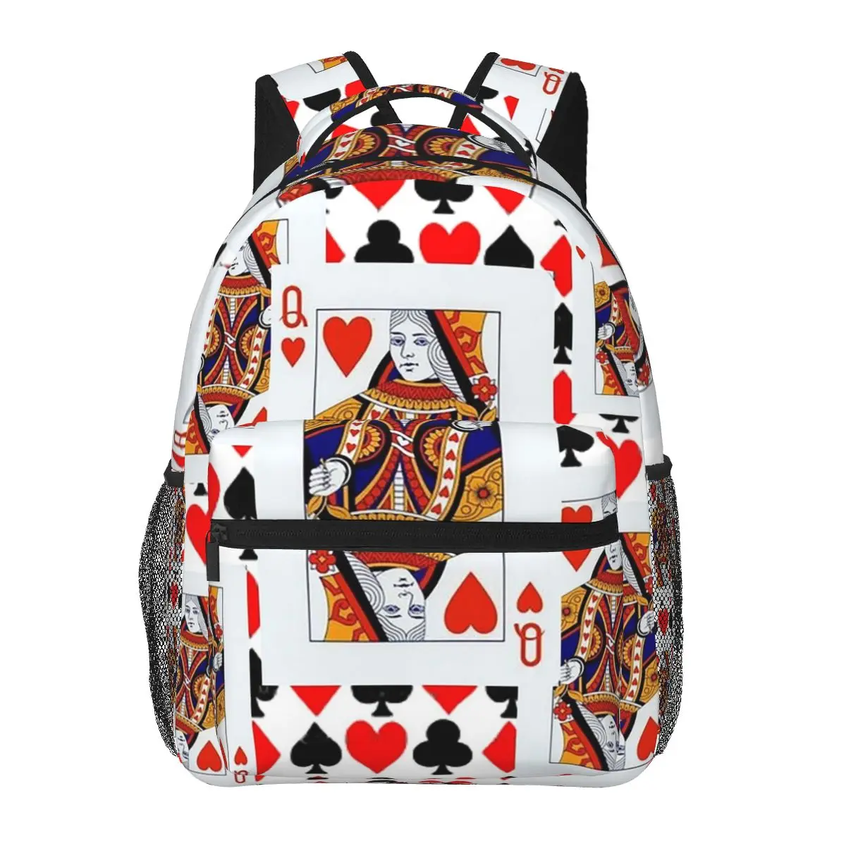 Red Queens Of Hearts Patterns Backpacks Boys Girls Bookbag Children School Bags Kids Rucksack Shoulder Bag Large Capacity