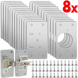 Cabinet Hinge Repair Plates Kit Stainless Steel Kitchen Cupboard Door Hinge Mounting Fixing Plate with Hole Hardware Accessories