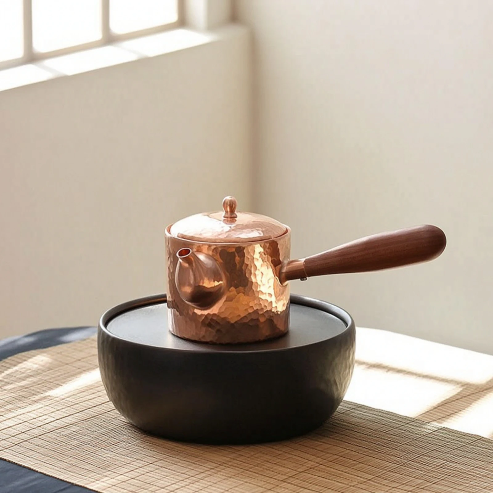 

Copper Kettle with Side Handle Compact Kettle with Side Handle Teapot Handmade Vessel Artisanal for Collectors