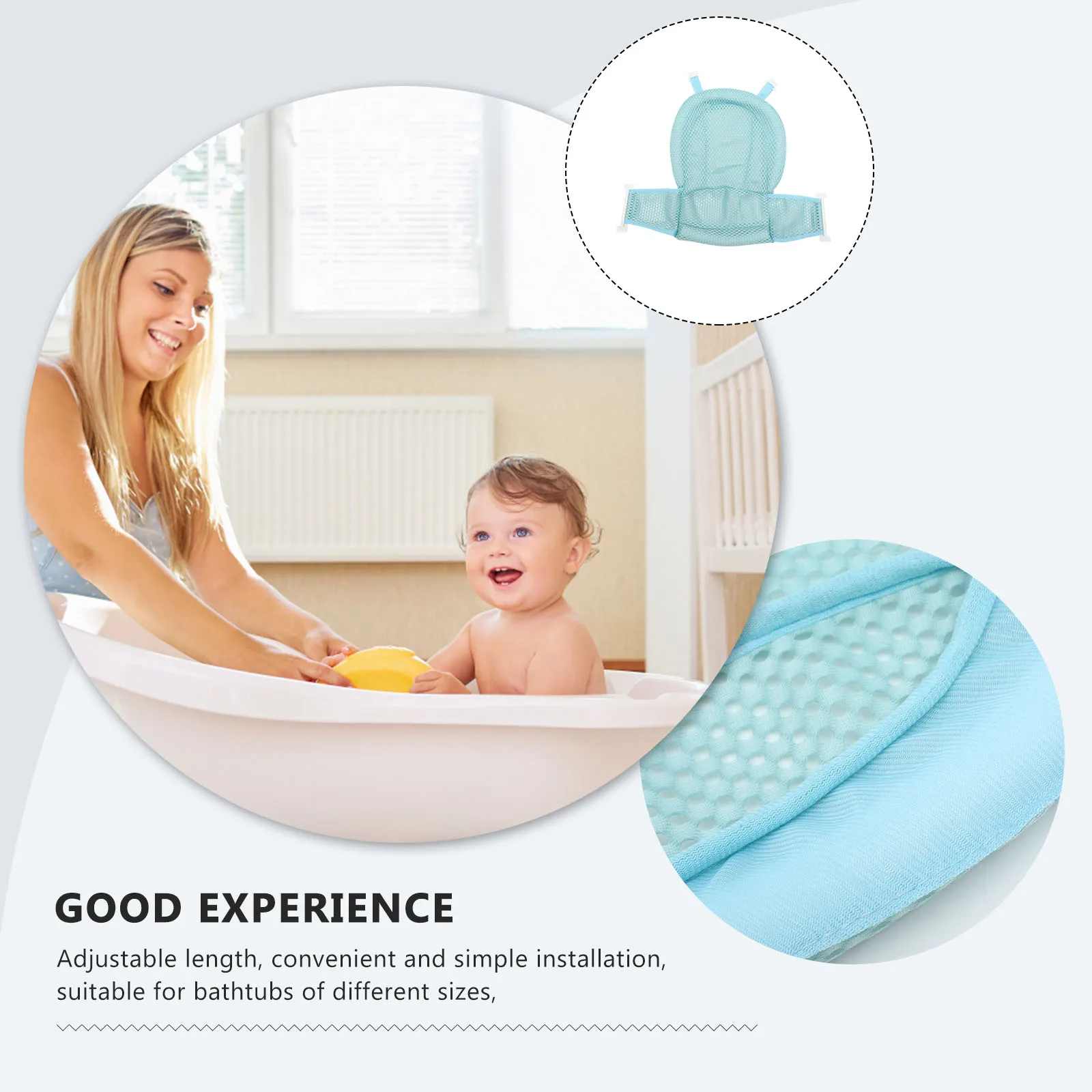 

Baby Mesh Support Net for Tub Skin friendly Elastic Quick Bath Seat Support Drainage Safe Bathing Bath Seat Holder