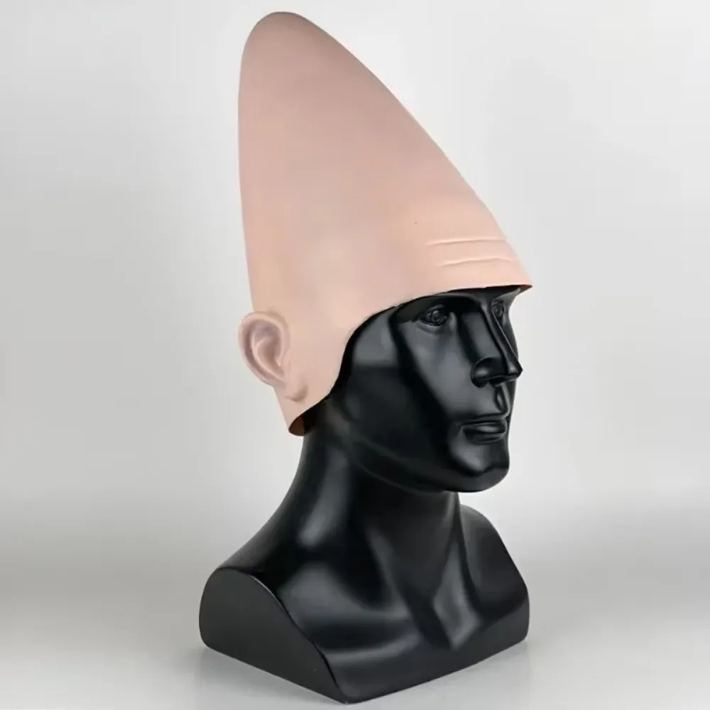 Cabeça de ovo em forma de pele, máscara alienígena cônica, cosplay falso, Coneheads, capacete de látex, dia das bruxas, festa de carnaval, adereços