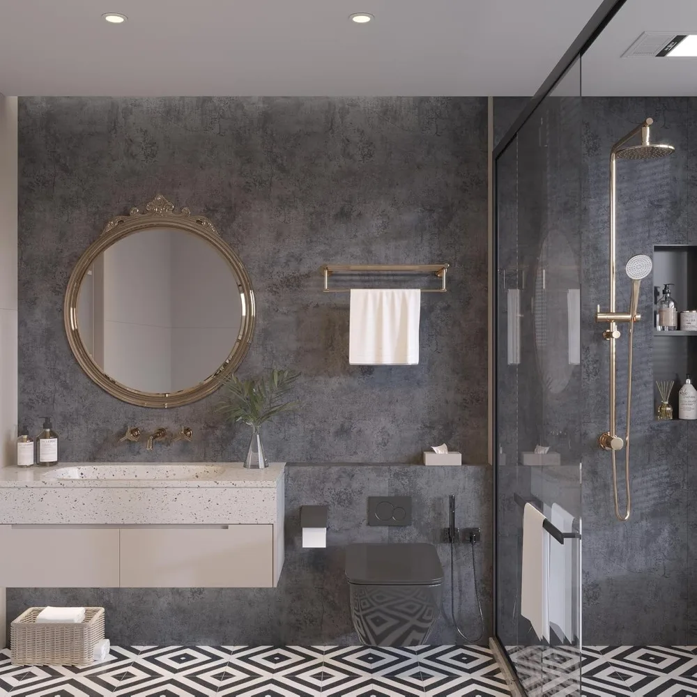 ورق جدران خرساني كبير الحجم وسميك للغاية باللون الأزرق الداكن والرمادي قابل للتقشير واللصق ورق اتصال صناعي أزرق فاتح ورمادي للجدران