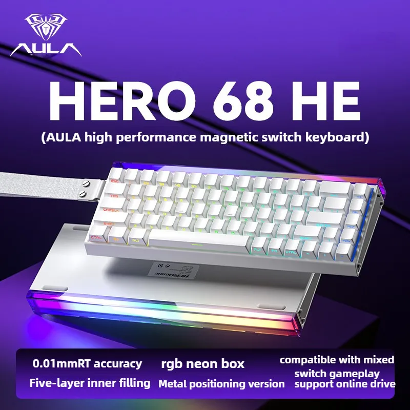 

Aula Hero68 He Magnetic Switch Keyboard Mechanical Rapid Trigger Low Latency with Lightbox FPS RT0.01 Esports Gaming Keyboard